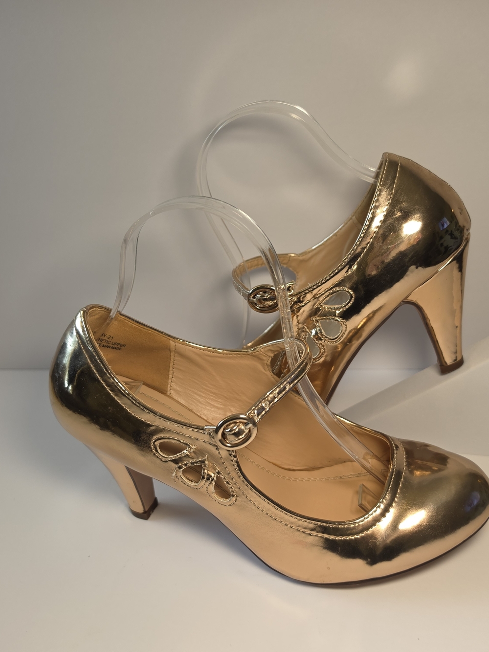 Chase & Chloe Rose Gold 2.5" Mary Jane Heels for Women